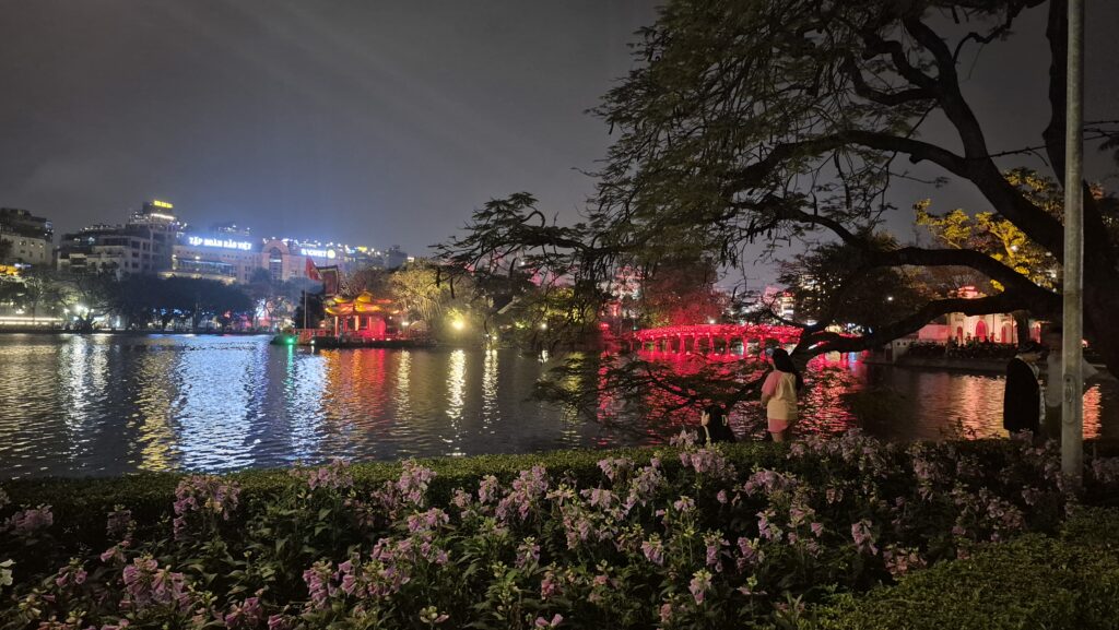 Hoan Kiem Lake and Ngoc Son Temple at night